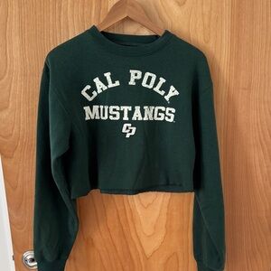 Blue 84 Cal Poly Mustangs Dark Green Cropped Sweater